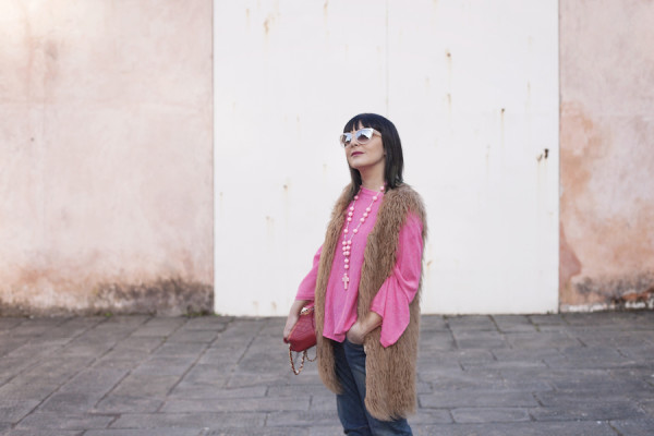 smilingischic, fashion blog, pink and red, spring, occhiali da sole Max & Co , outfit 