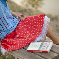 Smilingischic, fashion blogger, outfit, red and light blue, gonna a lois, mix di color, gonna con tulle, Mia Wish,